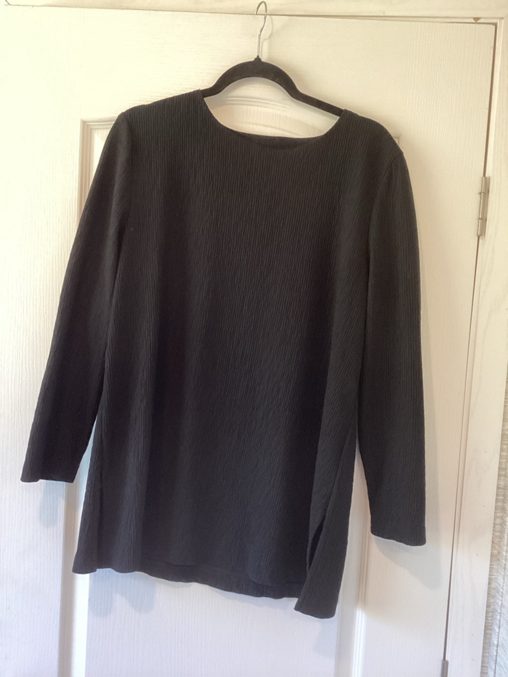 Kathie Lee Collection Black Long Sleeve Textured Blouse xL EUC